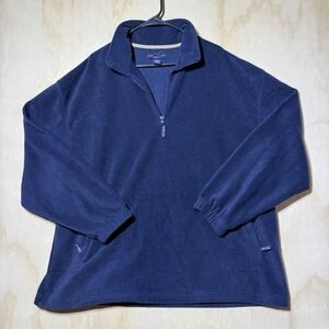Ivy Crew Classics Mens XXL Navy Blue Fleece Quarter Zip Pullover Jacket Pockets